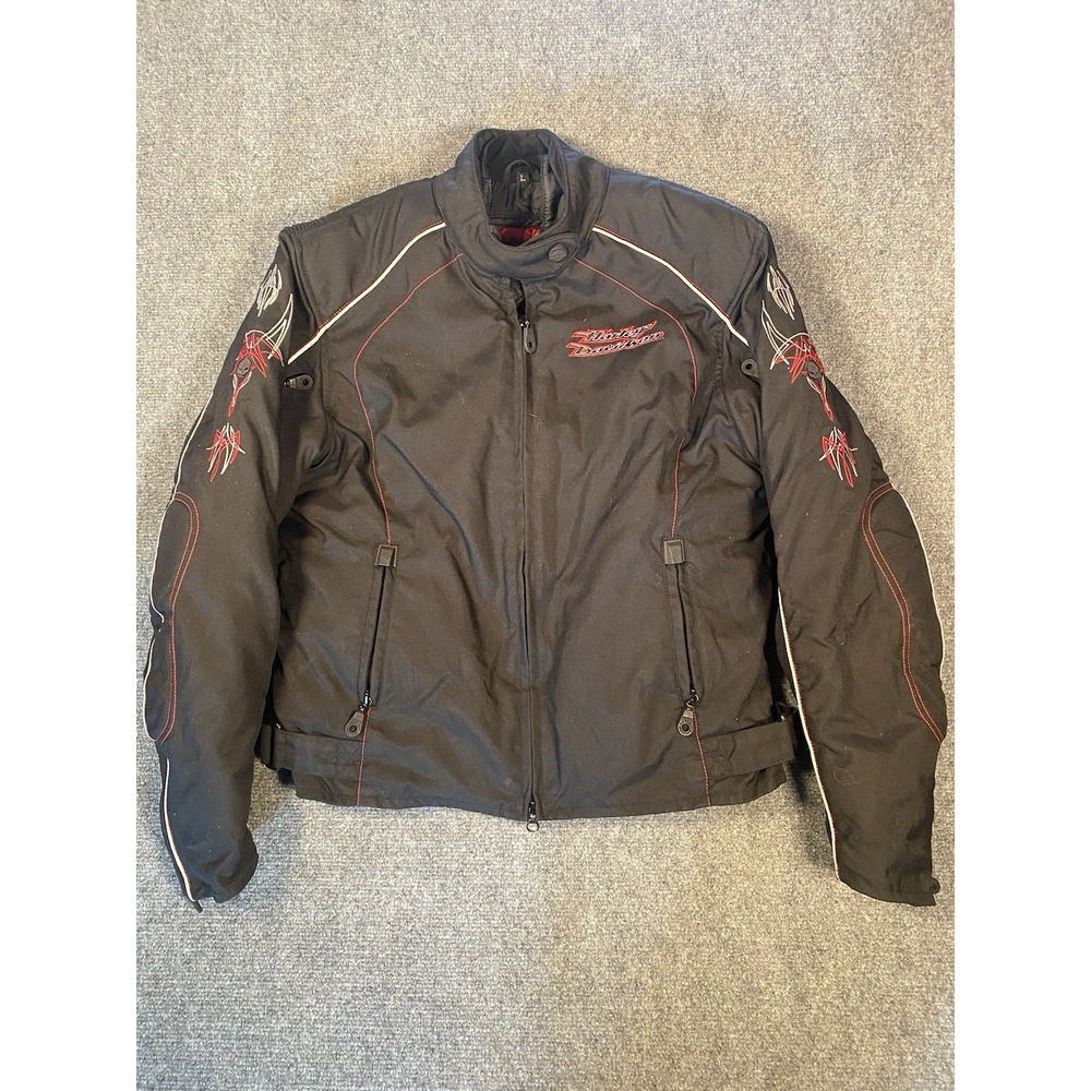Vintage Harley Davidson Women's Lined Jacket Tribal Embroidery Padded Size L